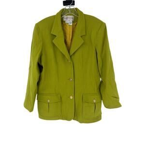 Fundamental Things Blazer Jacket Woolmark Vintage 90s Womens 16 Chartreuse Green